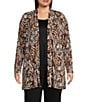 Investments Slim Factor by Investments Plus Size Zebra Mix Long Sleeve Open-Front Cardigan, Color:Zebra Mix - Image 1