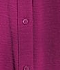 Investments Slim Factor by Investments Nicole Point Collar Y-Neck 3/4 Tie Sleeve Button Front Top, Color:Magenta Purple - Image 6