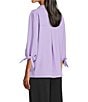 Investments Slim Factor by Investments Nicole Point Collar Y-Neck 3/4 Tie Sleeve Button Front Top, Color:Sunlit Allium - Image 4