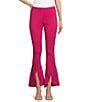 Color:Magenta - Image 1 - Slim Factor by Investments Ponte Knit Front Slit Ruffle Kick Flare Pants