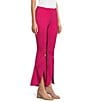 Color:Magenta - Image 3 - Slim Factor by Investments Ponte Knit Front Slit Ruffle Kick Flare Pants