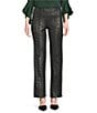 Investments Slim Factor by Investments Ponte Knit No Waist Slim Straight Python Foil Coated Pants, Color:Python Foil - Image 1
