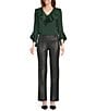 Investments Slim Factor by Investments Ponte Knit No Waist Slim Straight Python Foil Coated Pants, Color:Python Foil - Image 5