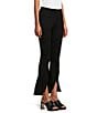 Color:Black - Image 3 - Slim Factor by Investments Ponte Knit Ruffle Front Slit Kick Flare Pants