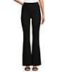 Color:Black - Image 1 - Slim Factor by Investments Ponte Knit Classic Waist Flare Leg Pants