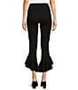 Color:Black - Image 2 - Slim Factor by Investments Ponte Knit Wide Waistband Tapered Ruffle Hem Cropped Flare Pants