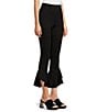 Color:Black - Image 3 - Slim Factor by Investments Ponte Knit Wide Waistband Tapered Ruffle Hem Cropped Flare Pants