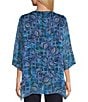 Color:Navy Python - Image 2 - Slim Factor by Investments Python Print 3/4 Sleeve Faux Cardigan Blouse