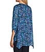 Color:Navy Python - Image 4 - Slim Factor by Investments Python Print 3/4 Sleeve Faux Cardigan Blouse