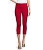 Color:Rich Red - Image 1 - Slim Factor by Investments Rich Red Laser Cut Capri Leggings