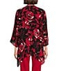 Color:Roses - Image 2 - Slim Factor By Investments Roses Print 3/4 Sleeve Open Front Draped Cardigan