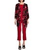 Color:Roses - Image 4 - Slim Factor By Investments Roses Print 3/4 Sleeve Open Front Draped Cardigan
