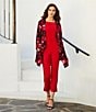 Color:Roses - Image 6 - Slim Factor By Investments Roses Print 3/4 Sleeve Open Front Draped Cardigan