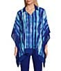 Color:Royal Blue Stripe - Image 1 - Slim Factor by Investments Royal Blue Stripe Collared Poncho Top