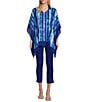 Color:Royal Blue Stripe - Image 3 - Slim Factor by Investments Royal Blue Stripe Collared Poncho Top