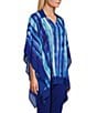 Color:Royal Blue Stripe - Image 4 - Slim Factor by Investments Royal Blue Stripe Collared Poncho Top