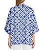 Color:Royal Tie Dye - Image 2 - Slim Factor by Investments Royal Tie Dye 3/4 Sleeve Kimono