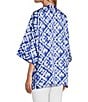 Color:Royal Tie Dye - Image 4 - Slim Factor by Investments Royal Tie Dye 3/4 Sleeve Kimono