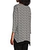 Color:Scrolling Ikat - Image 4 - Slim Factor by Investments Scrolling Ikat V-Neck 3/4 Sleeve Handkerchief Top