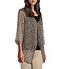 Color:Modern Snake - Image 3 - Slim Factor by Investments Snake Print 3/4 Sleeve Faux Cardigan Blouse