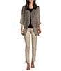Color:Modern Snake - Image 5 - Slim Factor by Investments Snake Print 3/4 Sleeve Faux Cardigan Blouse