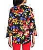 Investments Slim Factor by Investments Spring Bloom Print 3/4 Flare Sleeve Scoop Neck Crossover Top, Color:Spring Bloom - Image 2