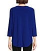 Color:Royal Blue - Image 2 - Slim Factor By Investments V Neck Criss Cross 3/4 Sleeve Knit Top