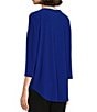 Color:Royal Blue - Image 5 - Slim Factor By Investments V Neck Criss Cross 3/4 Sleeve Knit Top