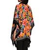 Color:Watercolor Roses - Image 4 - Slim Factor by Investments Watercolor Roses Point Collared V-Neck 3/4 Sleeve Poncho Top
