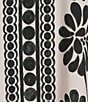 Investments Slim Factor by Investments Woodblock Daisy Print Sleeveless Crew Neck Maxi Dress, Color:Black/Egret Woodblock Daisy - Image 5