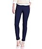 Multiples Slimsation® by Multiples Flat Front Straight Leg Pull-On Ankle Pants, Color:Midnight - Image 1