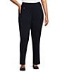 Color:Midnight - Image 1 - Slimsation® by Multiples Plus Size Relaxed Straight Leg Pull-On Pants