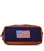 Color:Dark Navy - Image 1 - American Flag Needlepoint Toiletry Bag