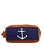 Color:Dark Navy - Image 1 - Anchor Needlepoint Toiletry Bag