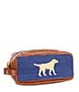 Color:Classic Navy - Image 1 - Yellow Lab Needlepoint Toiletry Bag