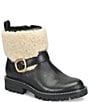 Sofft Adelle Aqua Sofft Collection Water-Resistant Leather Shearling Moto Buckle Boots - Image 1
