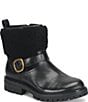Sofft Adelle Aqua Sofft Collection Waterproof Leather Shearling Moto Buckle Boots - Image 1