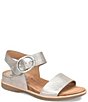 Color:Silver - Image 1 - Bali Metallic Leather Oversized Buckle Detail Sandals
