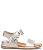 Color:Silver - Image 2 - Bali Metallic Leather Oversized Buckle Detail Sandals