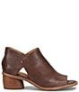 Color:Brown - Image 2 - Carleigh Leather Rounded Stack Heel Peep Toe Shoes