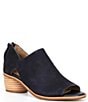 Color:Navy - Image 1 - Carleigh Suede Rounded Stack Heel Peep Toe Shoes
