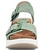 Color:Green - Image 5 - Castello Leather Banded Sporty Platform Wedge Buckle Detail Dad Sandals
