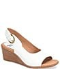 Color:White - Image 1 - Gabriella Slingback Leather Wedge Sandals