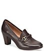 Color:Chocolate - Image 1 - Leona Classic Loafer Leather Pumps