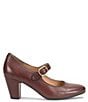 Color:Bourbon Red - Image 2 - Leslie Mary Jane Rounded Toe Leather Pumps
