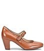 Color:Brown - Image 2 - Leslie Mary Jane Rounded Toe Leather Pumps