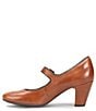 Color:Brown - Image 4 - Leslie Mary Jane Rounded Toe Leather Pumps