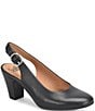 Color:Black - Image 1 - Lily Rounded Toe Leather Slingback Pumps