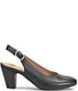 Color:Black - Image 2 - Lily Rounded Toe Leather Slingback Pumps