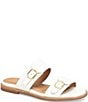 Color:White - Image 1 - Noella Double Strap Buckle Leather Slides